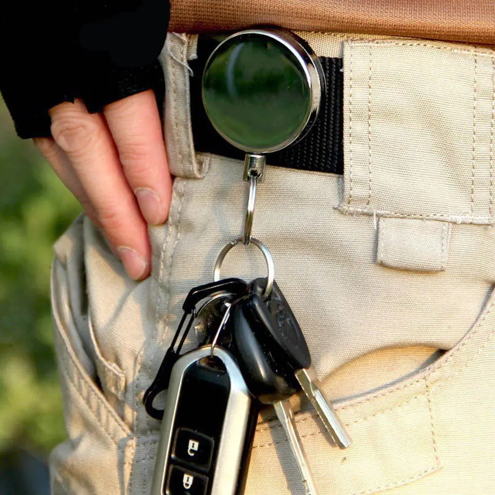 Portable Retractable Anti-lost Badge Reel Elastic Keychain Key Buckle ID Card Holder Safety Burglar Trinket