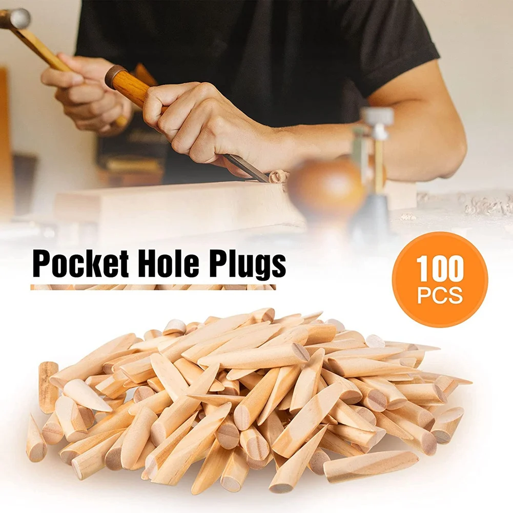 Solid Wood Pocket Hole Plugs Wood Pine for Pocket Hole Jig Woodworking Tool (100 Pieces)