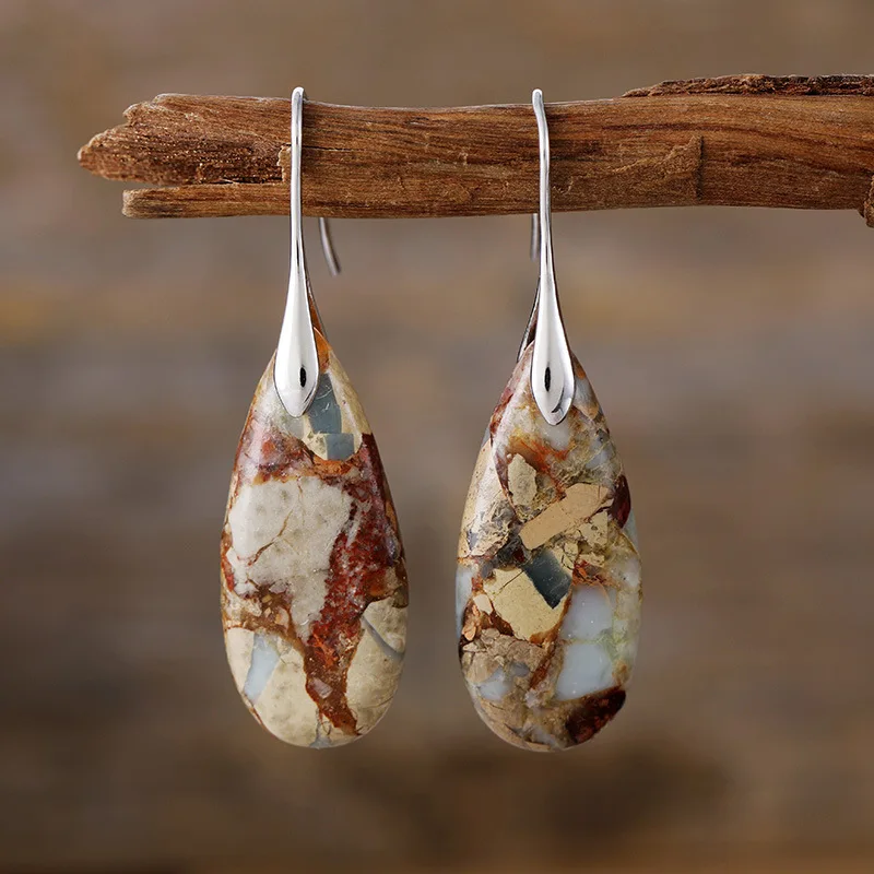 Gomggsale Enchanting Teardrop - shaped Gemstone Earrings: Nature's Liquid Art in Jewelry