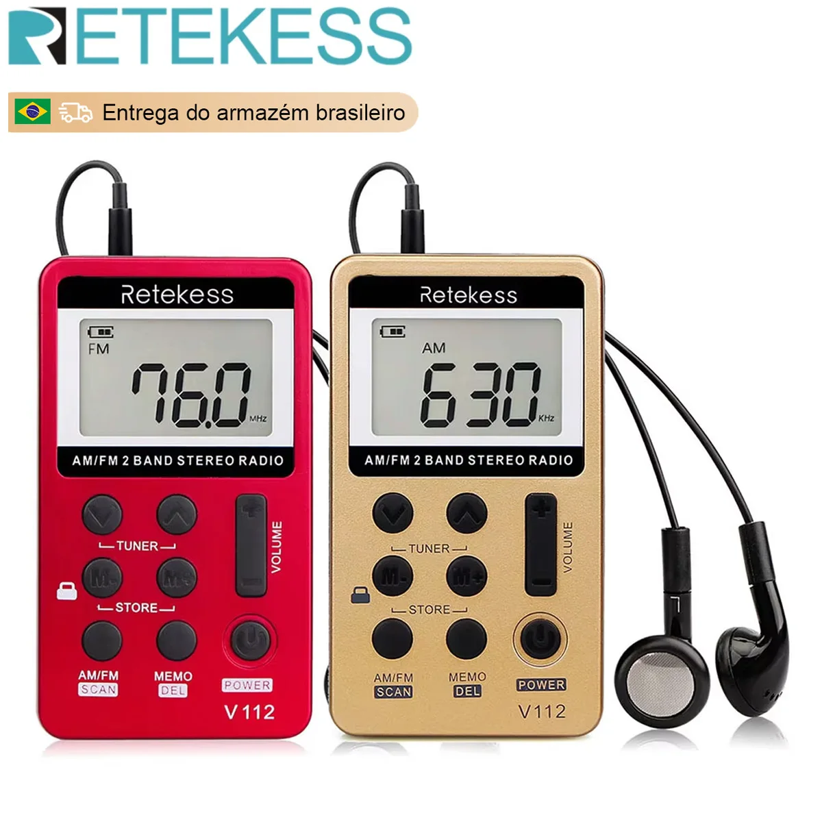 Retekess V112  Radio Mini Pocket Radio Receiver Portable Radios AM FM Rechargeable Sleep Time Earphone For Walkman Go Hiking