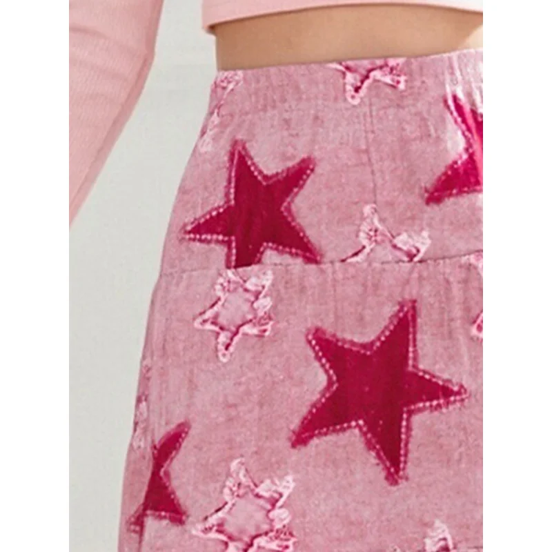 تنورة متوسطة الطول للفتيات بطباعة نجوم لعام 2026 - تنورة قصيرة وردية اللون بحاشية مكشكشة على شكل حرف A، تنورة أطفال عصرية غير رسمية لملابس اليومية والحفلات #6