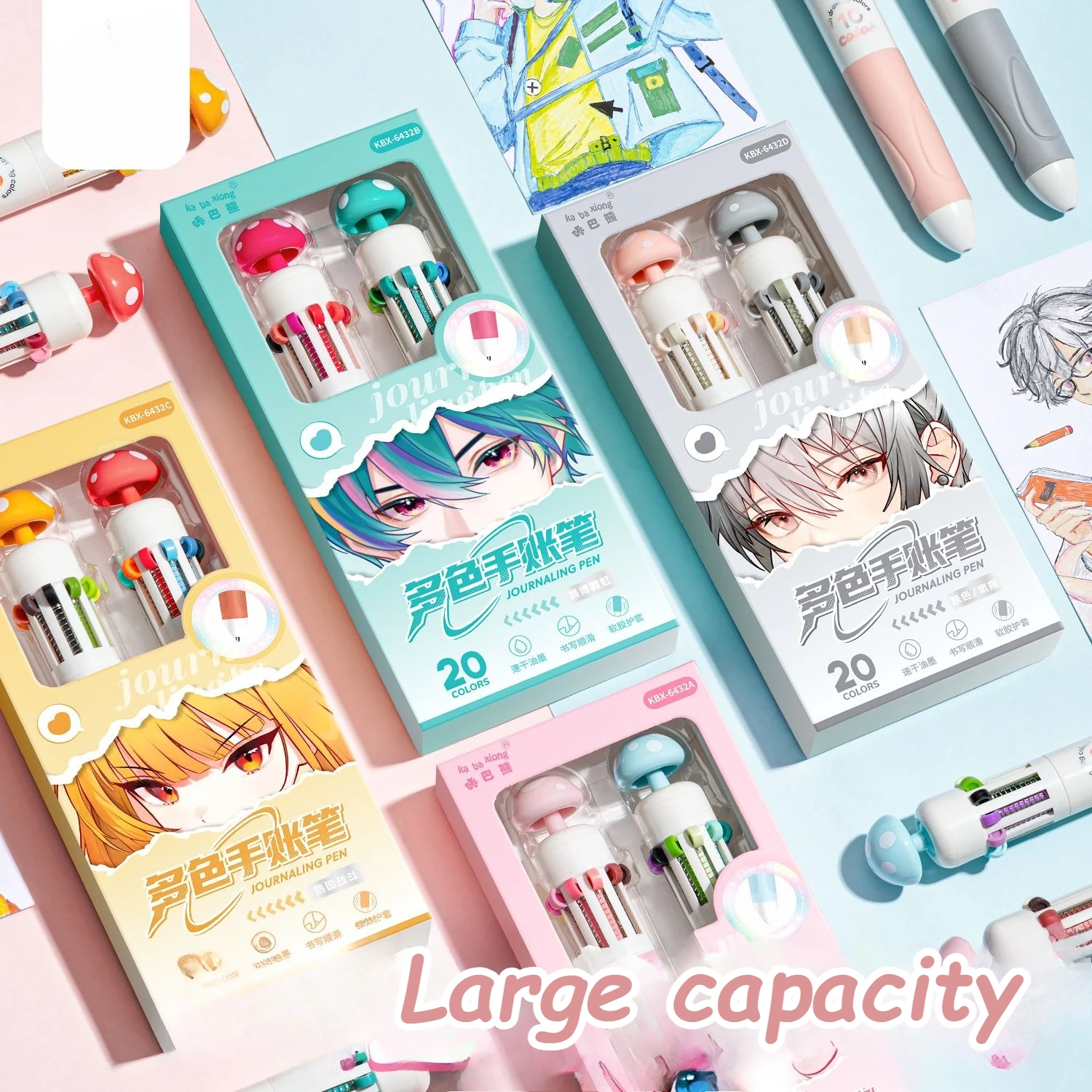 

10-цветная милая шариковая ручка с кнопкой, ручки для снятия стресса для студентов, цветные ручки, шариковые ручки, блокнот, нейтральные ручки