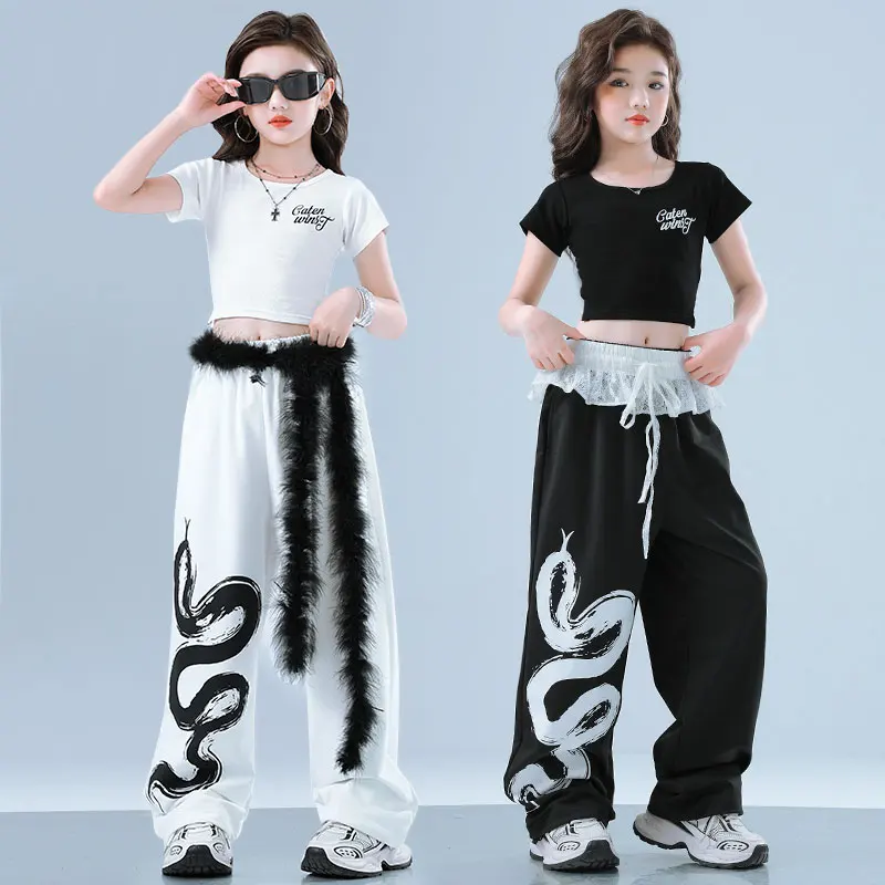 Mädchen K-pop Kleidung Crop Tops Sweat Hosen Street Dance Jogger Kinder Hip Hop Streetwear Kind Jazz Mädchen Gruppe kleidung Sets