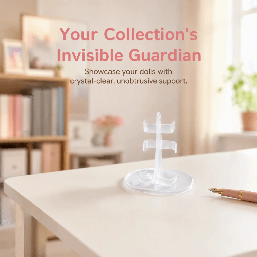 5pcs 3.15 x2.05 x2.87in Doll Display Stand Transparent Plastic Doll Support Holder Universal Fit Model Display Frame