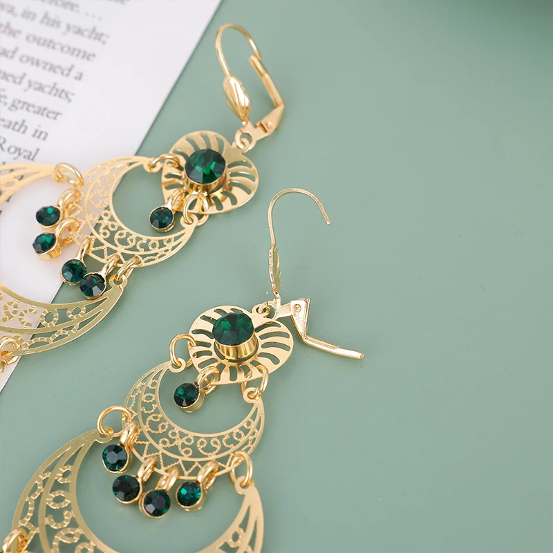 Fatima Fashion Moon Earrings New French Crochet Women's Earrings Arabian Designer Gold Plated Jewelry Drop