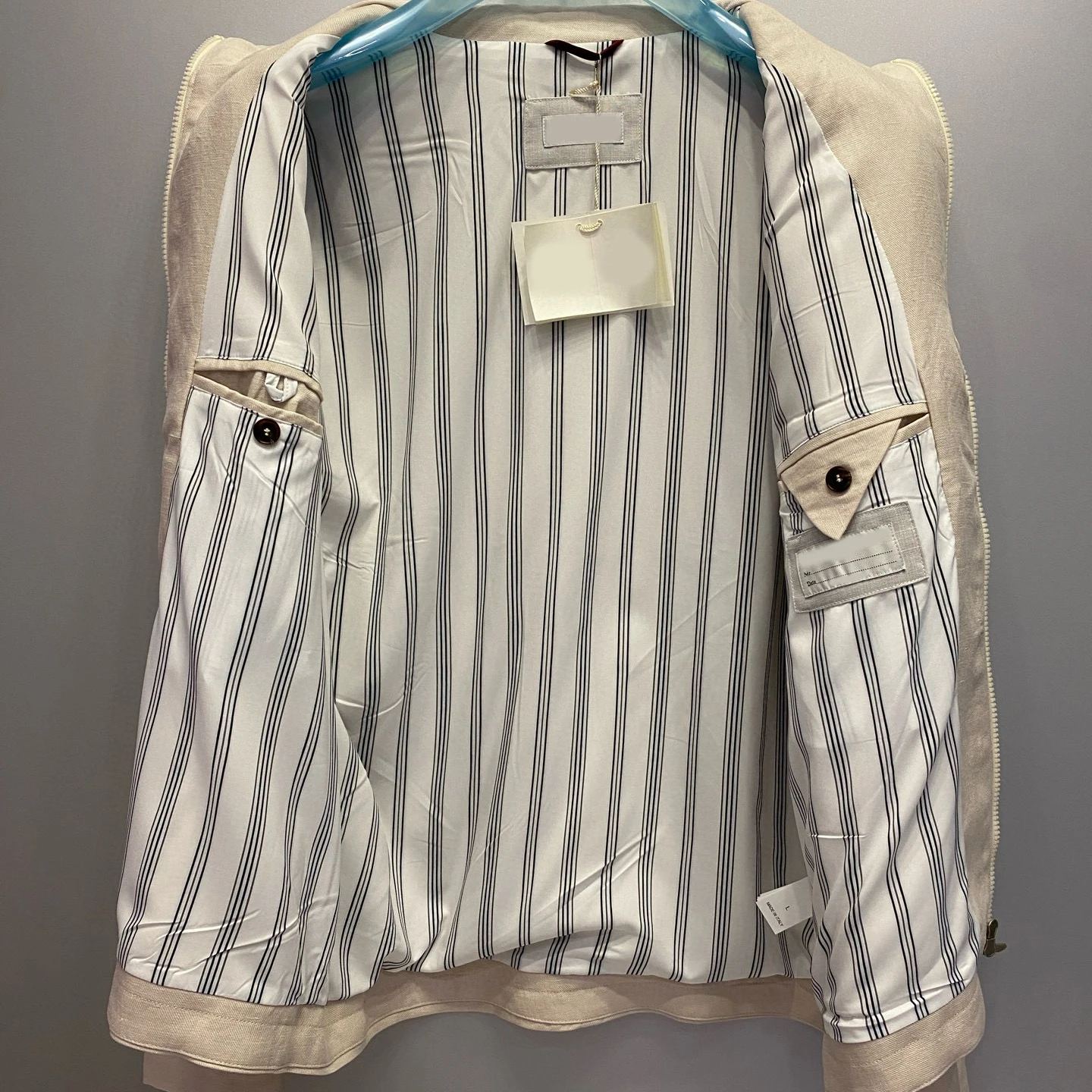 سترة تنفيذي كاجوال من الكتان بياقة واقفة إيطالية من BC