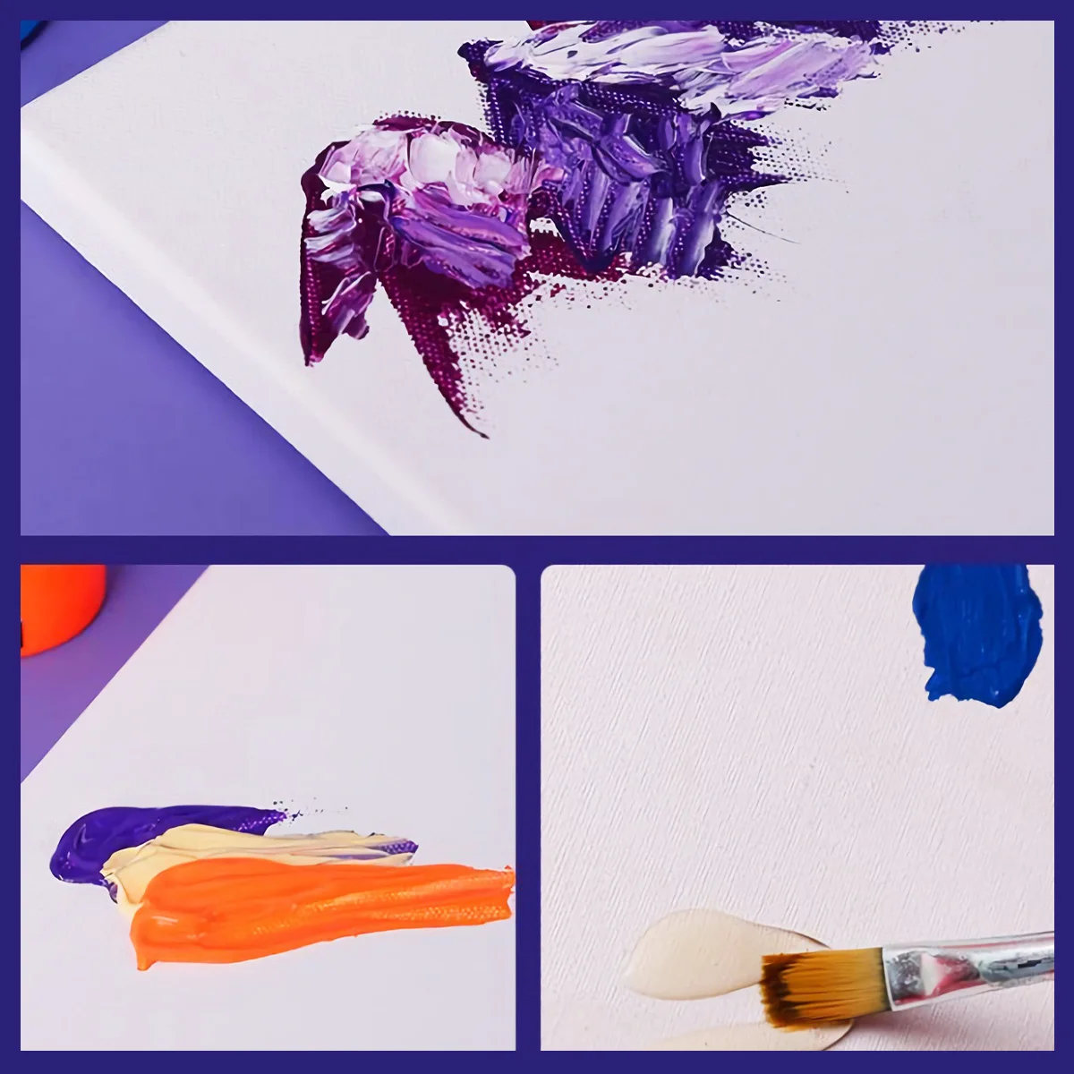 

4Pcs Wood Artist Stretched Canvas Square Cotton Frame for Painting Crafts Home Wall Decoration Painting Canvas