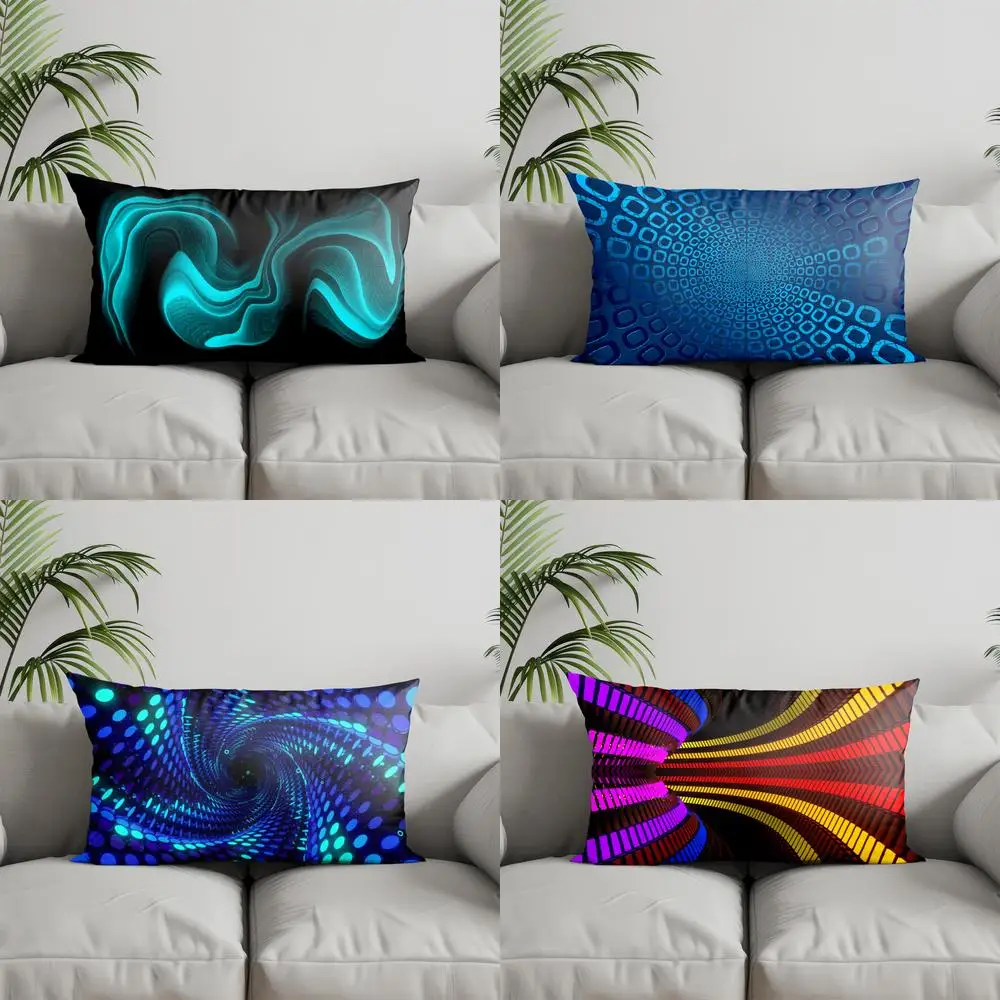 Home Decor Abstract Blue Wave Pillow Cover Suitable For Sofa Bedroom Car Pillow Cover Cushion Rectangular Back Cushion