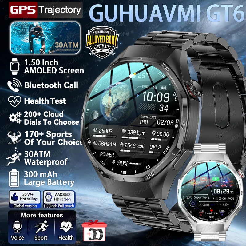 2026 New Men GPS Track Smart Watch 360 * 360 AMOLED Screen Bluetooth Call Heart Rate Monitoring IP68 Waterproof SmartWatches Men
