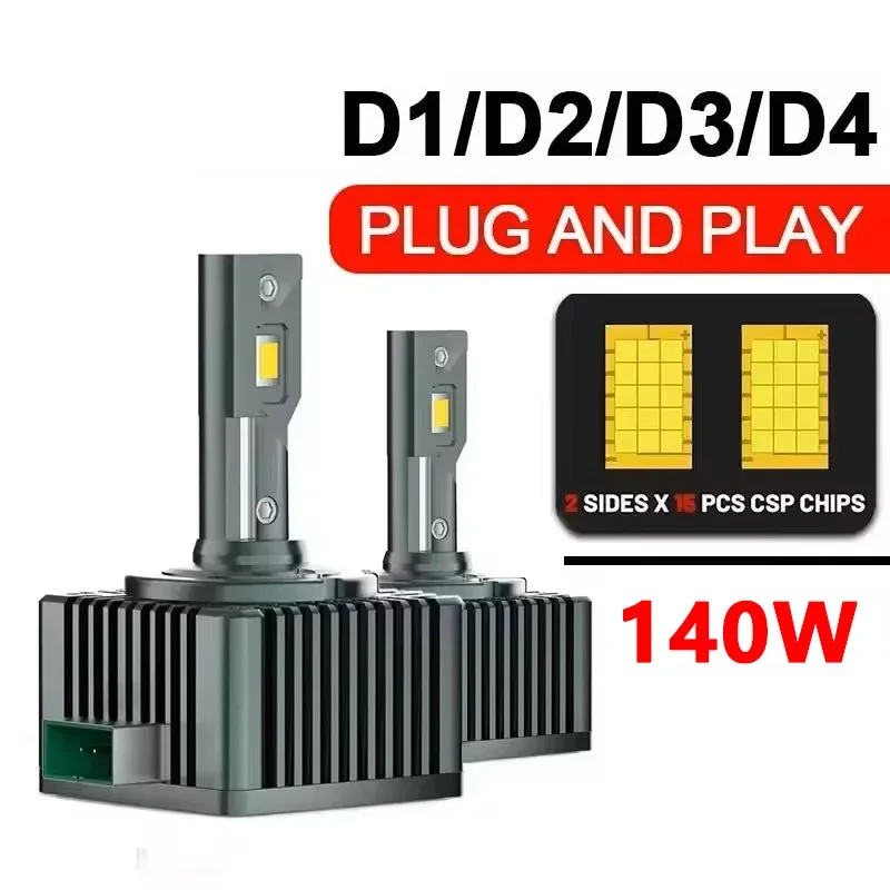 

Светодиодные фары 140 Вт 30000LM HID D1S D2S D3S D4S D1R D2R D3R D4R Turbo LED CSP Chip 6000K Холодный белый Plug&Play Супер яркий 2 шт.