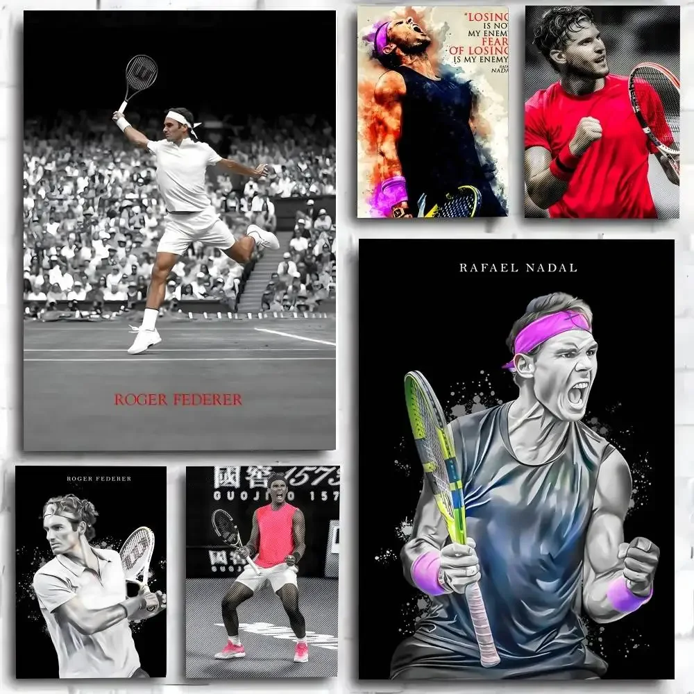 Rafael Nadal Roger Federer   Poster Print For Bedroom Living Room Home Decor Cartoon Movie Wall Art HD Picture Mural