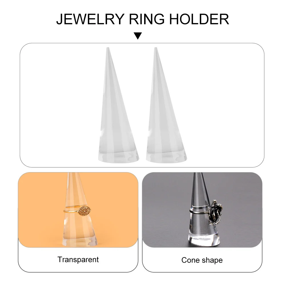2Pcs Clear Acrylic Jewelry Ring Organizer Display Storage Gift for Wedding Anniversary Valentine's Day