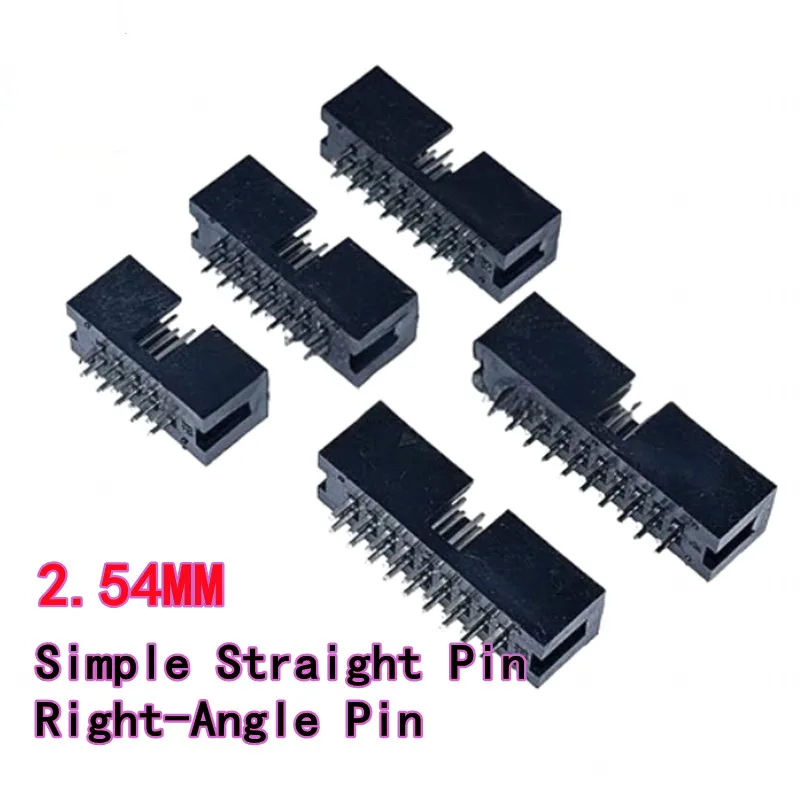 20 piezas paso de 2,54 MM DC3 enchufe de bocina Simple DC3 Pin recto Simple Pin de ángulo recto 6/8/10/14/16/20/26/30-40/50P