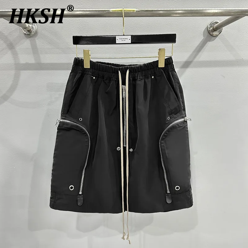 HKSH Men's Tide RO Style 2024 Summer Design Dark Shorts Multi Zipper Safari Style Casual Half Length Pants Chic Techwear HK3170