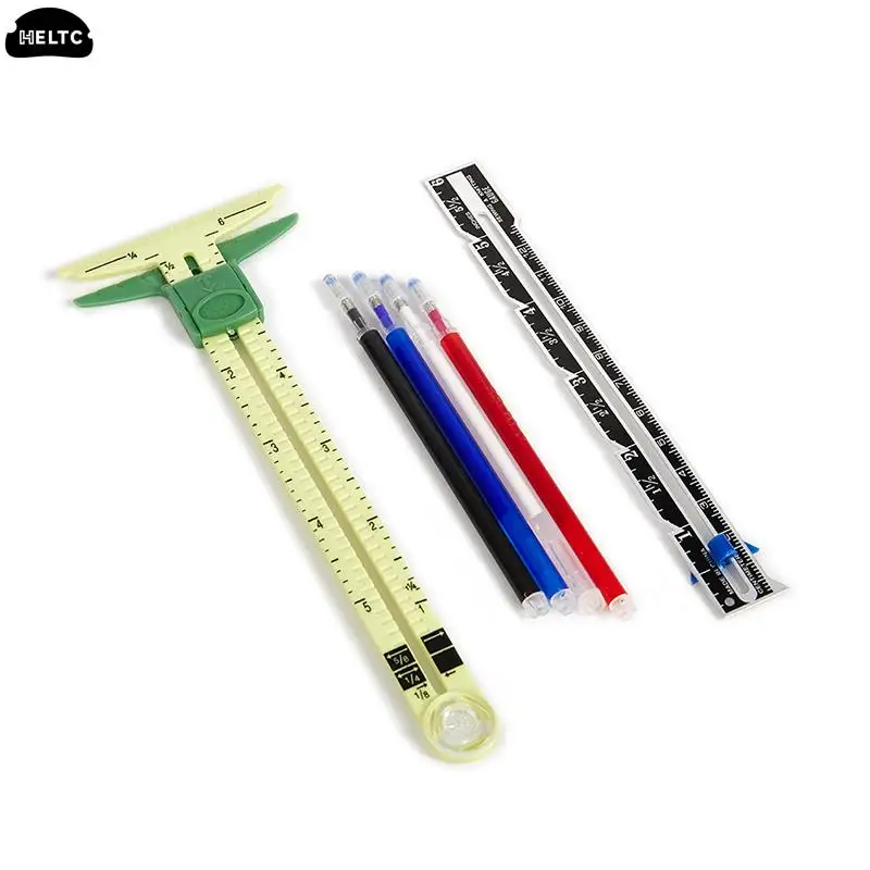 6pcs/Set Sewing Seam Ruler Measuring Gauge Patchwork Quilting Tailor Ruler Sizer Helper Aluminum Plastic Sliding Gauge 4 refills