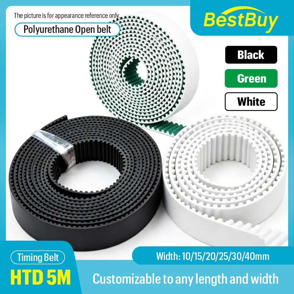 HTD 5M Polyurethane PU Timing Belt Open Ended Drive Belt for Transmission Conveyor Machine Belts Replacement