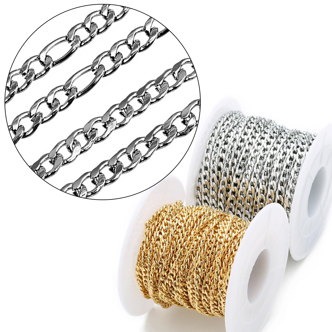 10 yards/roll Stainless Steel Link Chain Metal NK Chain Gold Steel Color Cuban Twist Chain For Jewelry Making Necklace Bracelet