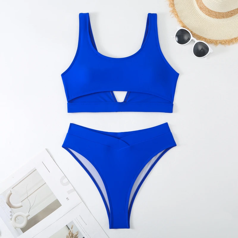 Bikini taille basse pour femme, maillot de bain uni, soutien-gorge push-up, style brésilien, vêtements de plage, nouvelle collection