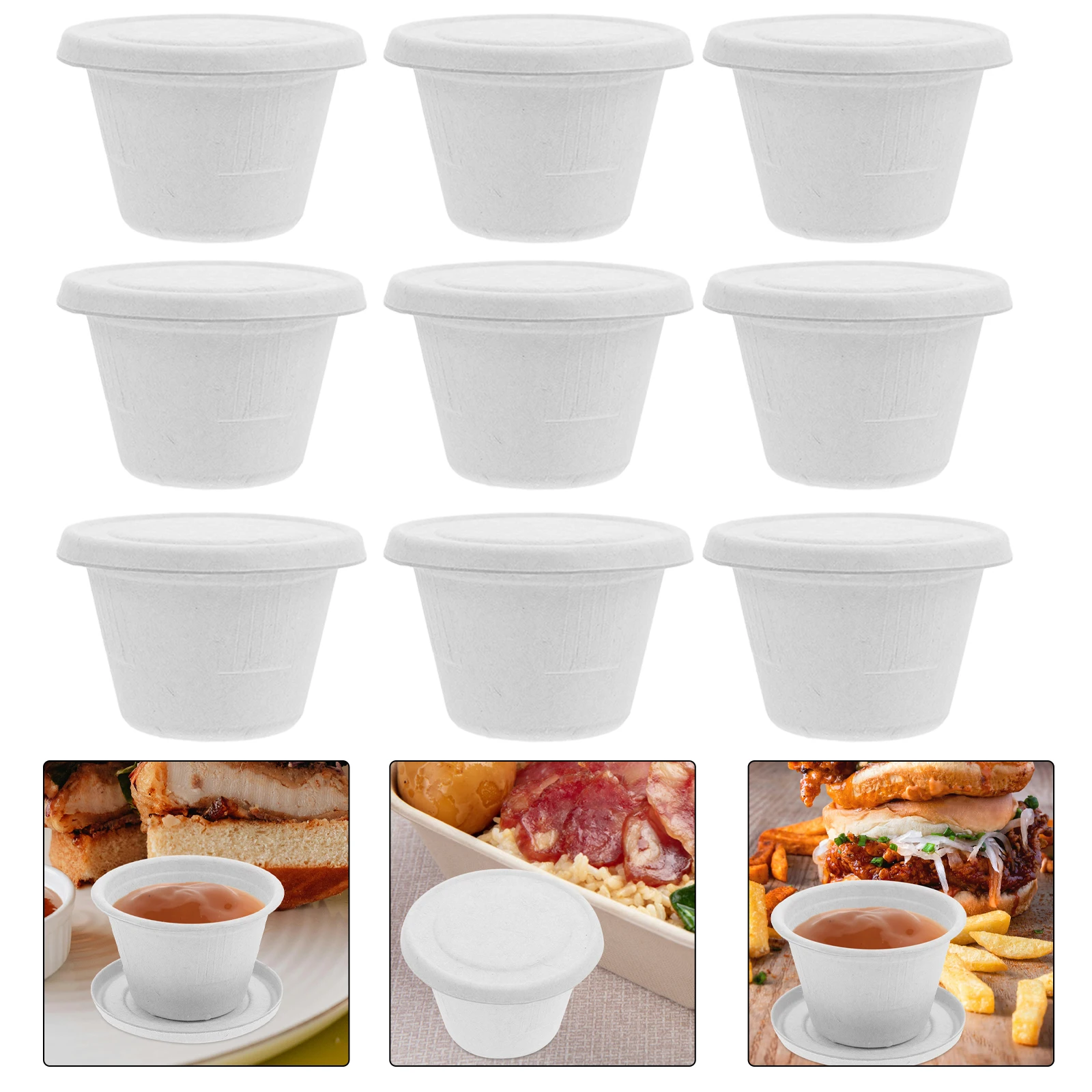 

50 Pcs Dip Cup 4 Oz Sauce Cups Lids Pulp Containers Portion Mini Bulk Usage Takeout Restaurants Practical Sealed