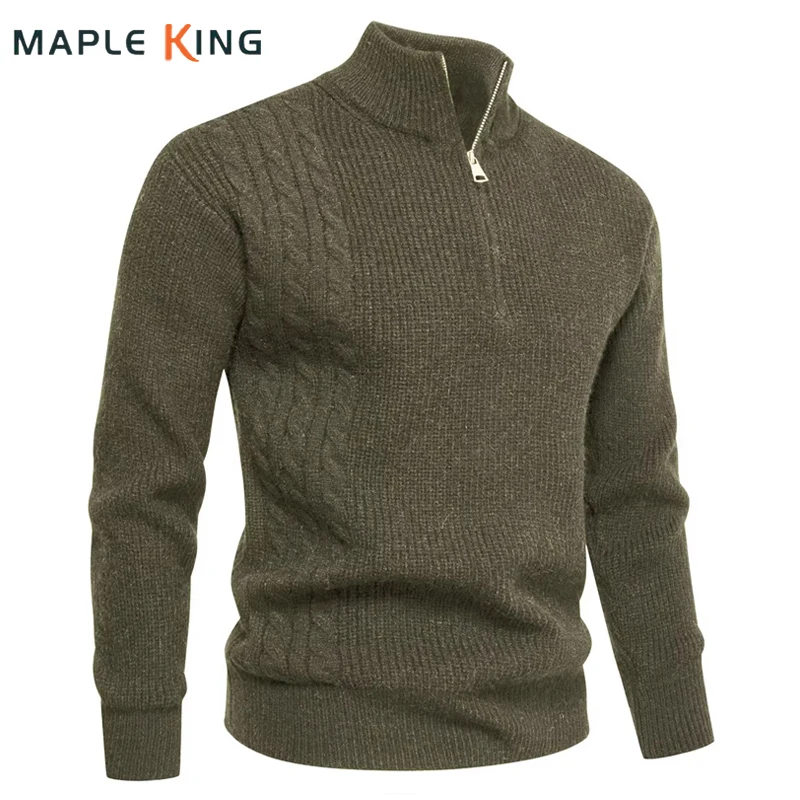 

Luxury Man Sweater Half Zipper Designer Pullover Herren Winter Tricot Masculino Vintage Mens Solid Color Warm Jumpers Pull Homme