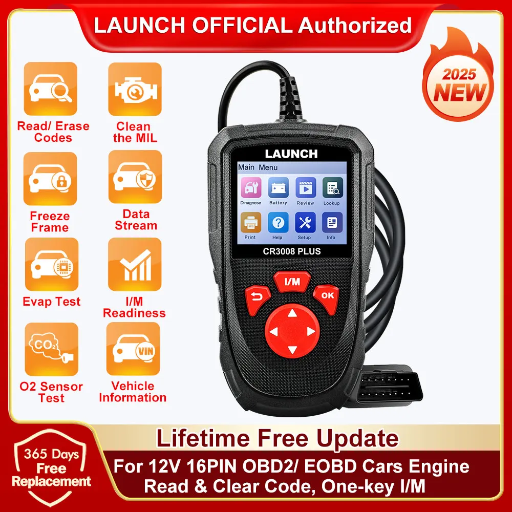 

LAUNCH X431 CR3008 PLUS Full OBD2 Diagnostic Tools Car OBD OBD2 Automotive Scanner Check Engine Battery Free Update Online