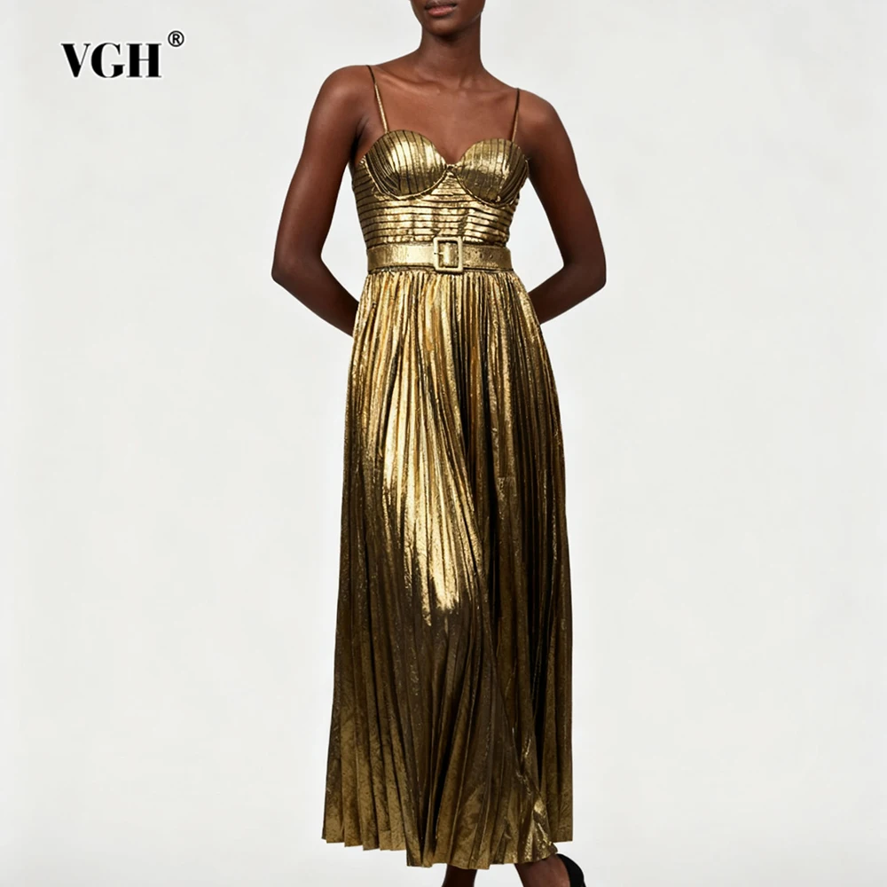 

VGH Роскошные темпераментные вечерние платья для женщин с квадратным воротником без рукавов и высокой талией, элегантное драпированное длинное платье, женская мода, новинка