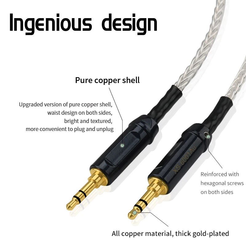 OCC الفضة مطلي 3.5 مللي متر كابل مساعد للهاتف مكبر صوت للسيارة سماعات رأس للكمبيوتر مكبر للصوت DAP الصوت خط