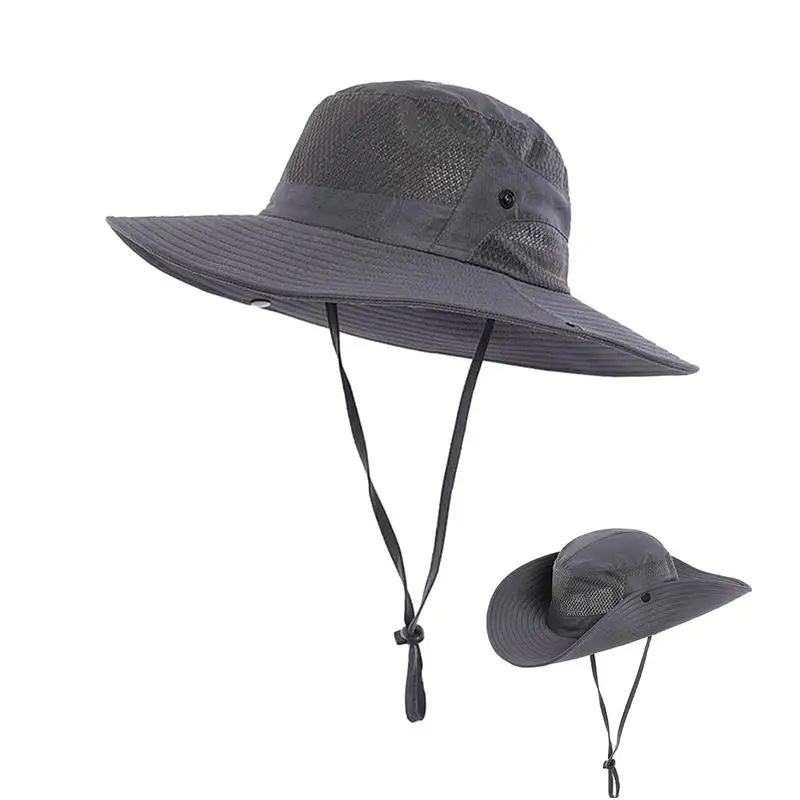 Safari Sun Hat Wide Brim Breathable Men Bucket Hat Quick-Drying Sports Headgear For Camping Beach Cycling Hiking