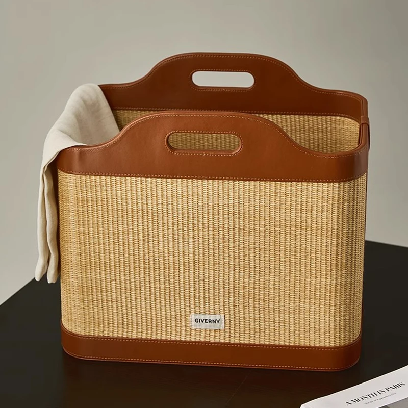 

Wicker Storage Basket Woven Clothes Toy Organizer Basket Multifunction Fruit Picnic Baskets Home Bathroom Laundry Baskets