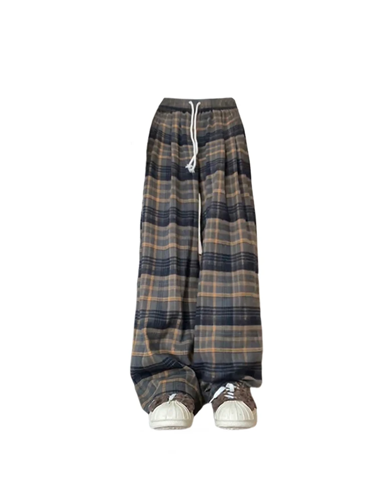 Women\'s Plaid Baggy Sweatpants Harajuku Streetwear Fashion Aesthetic Pants Retro 2000s Vintage Oversize Wide Leg Trouser Clothes