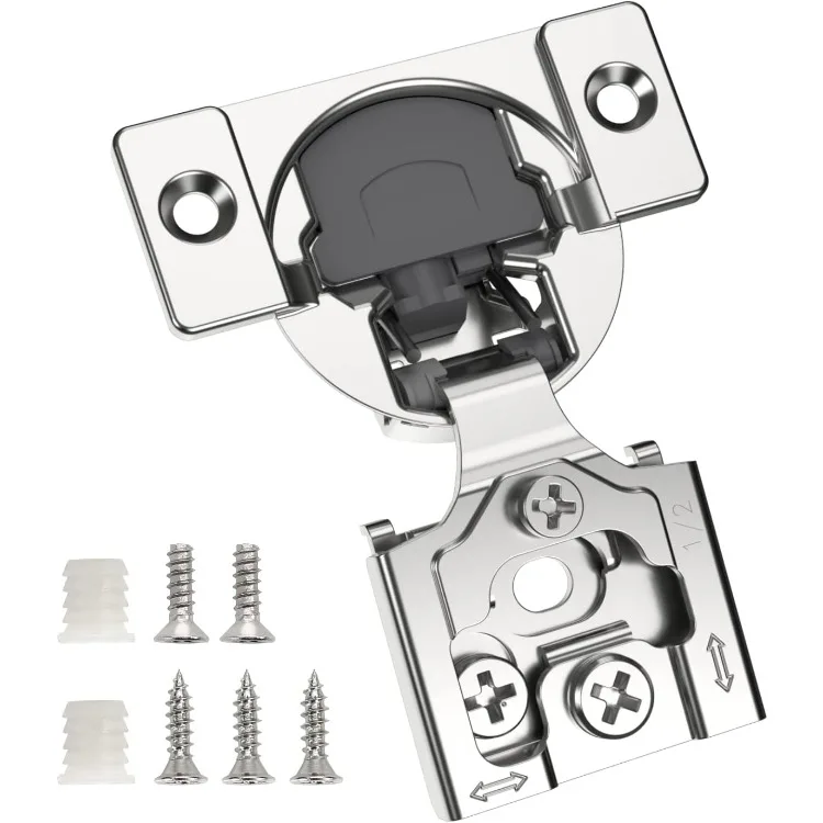 

50 Pack 1/2" Overlay 3D Soft Close Concealed Hinge for Face Frame Door, Smooth Slow Self Closing Hinges, Satin Nickel, Hidden 10