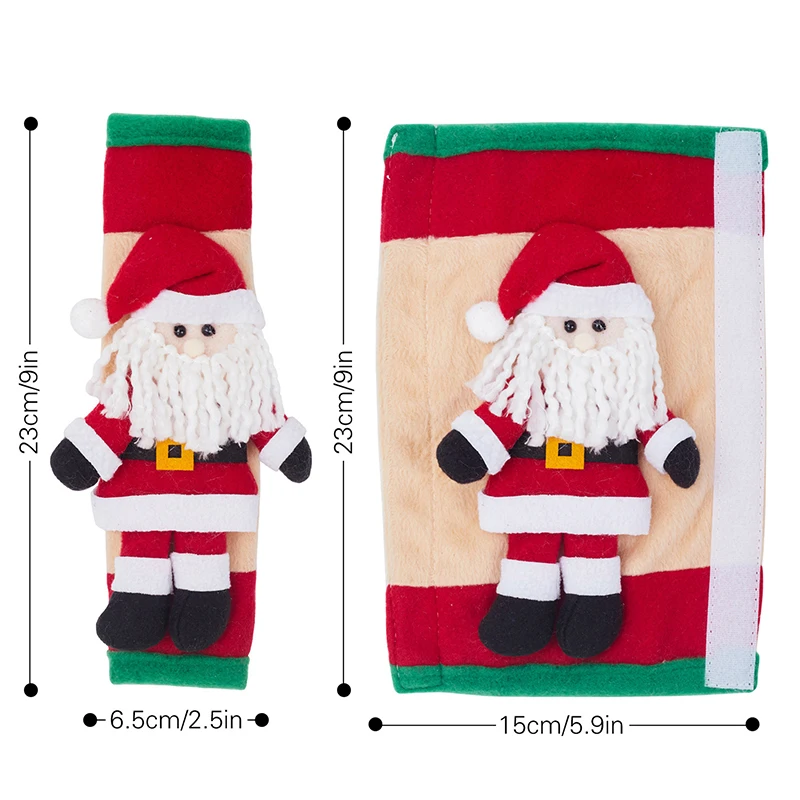 2pcs/Set Christmas Refrigerator Handle Cover Snowman Elk Santa Kitchen Microwave Oven Dishwasher Fridge Door Knob Protector