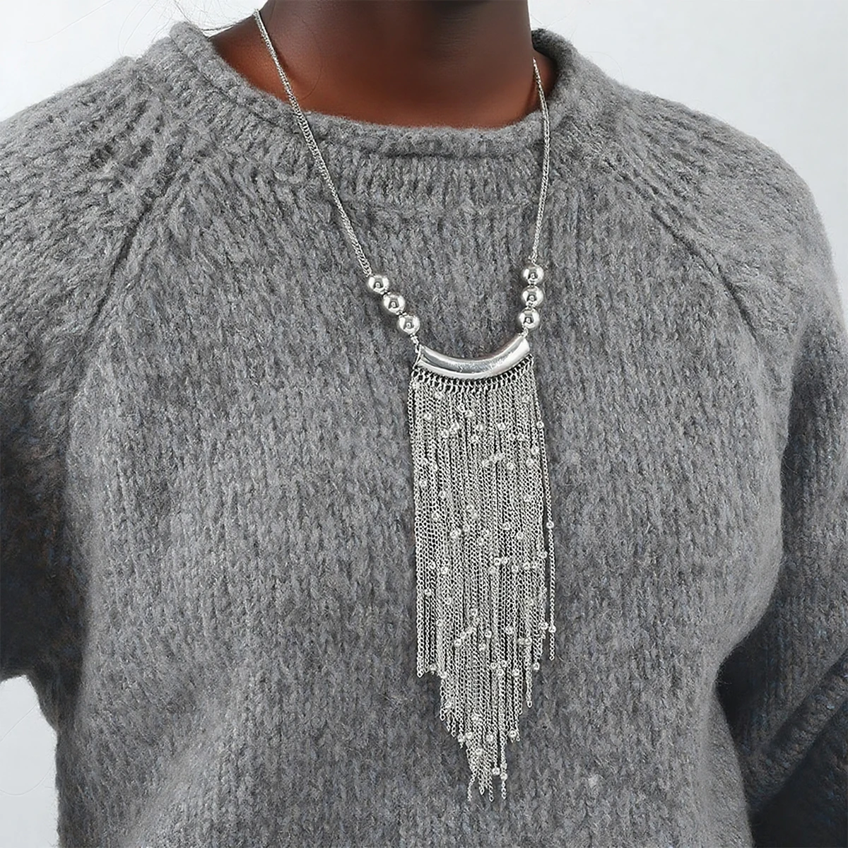 

New ZAA Personalized Metal Beaded Tassels Chains Necklaces for Women Vintage Banquet Party Jewelry Sweater Chain Collar Gifts