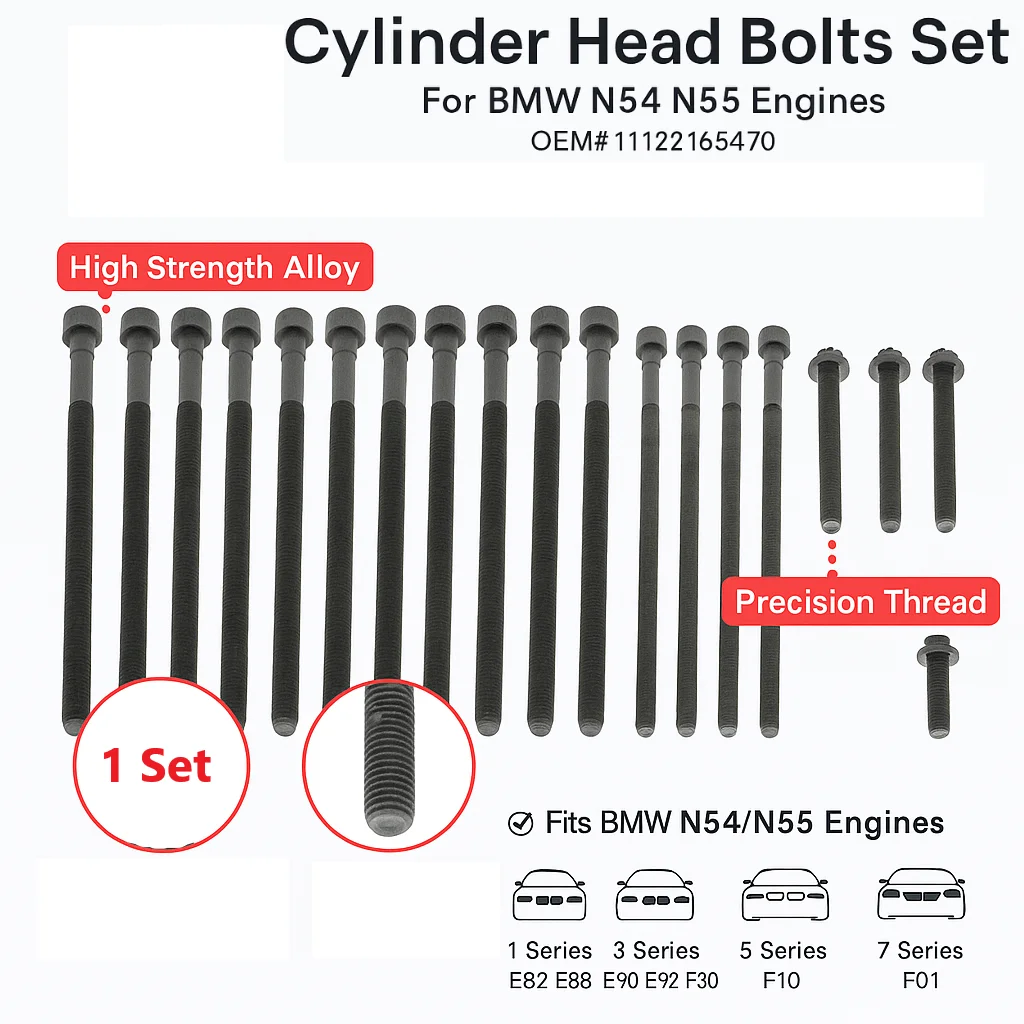 

Cylinder Head Bolts Set For BMW 1 2 3 4 5 6 7 Series 3.0 N54 N55 N54B30A N55B30A 11122165470 High Quality Engine Hardware