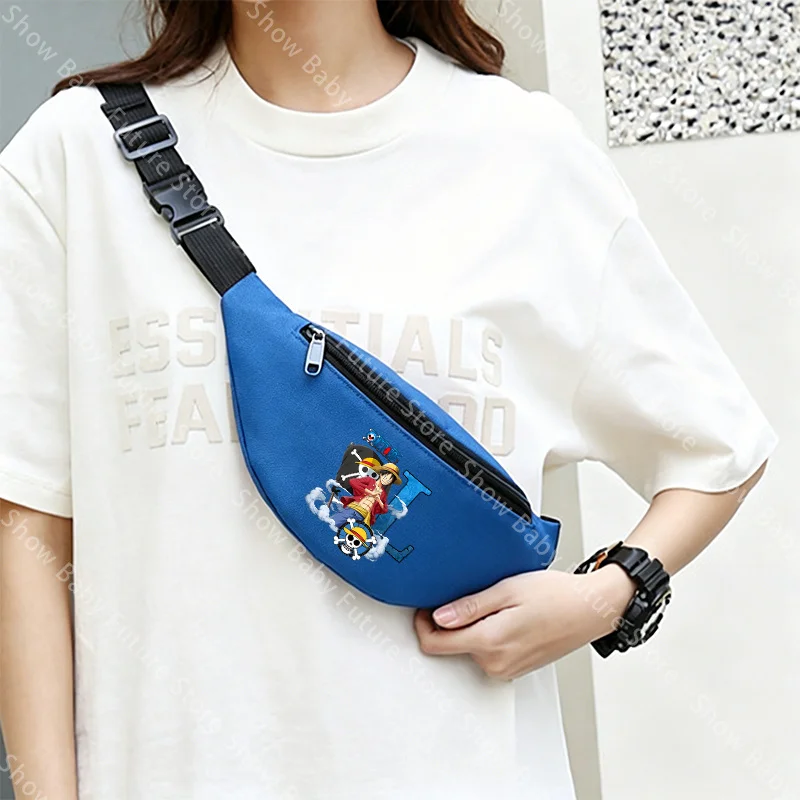 New Cartoon Letter Fanny Pack for Adult Women Men One Piece Luffy Waist Bag Kawaii Fashion Outdoor Sport Belt Wallet Cute Gifts