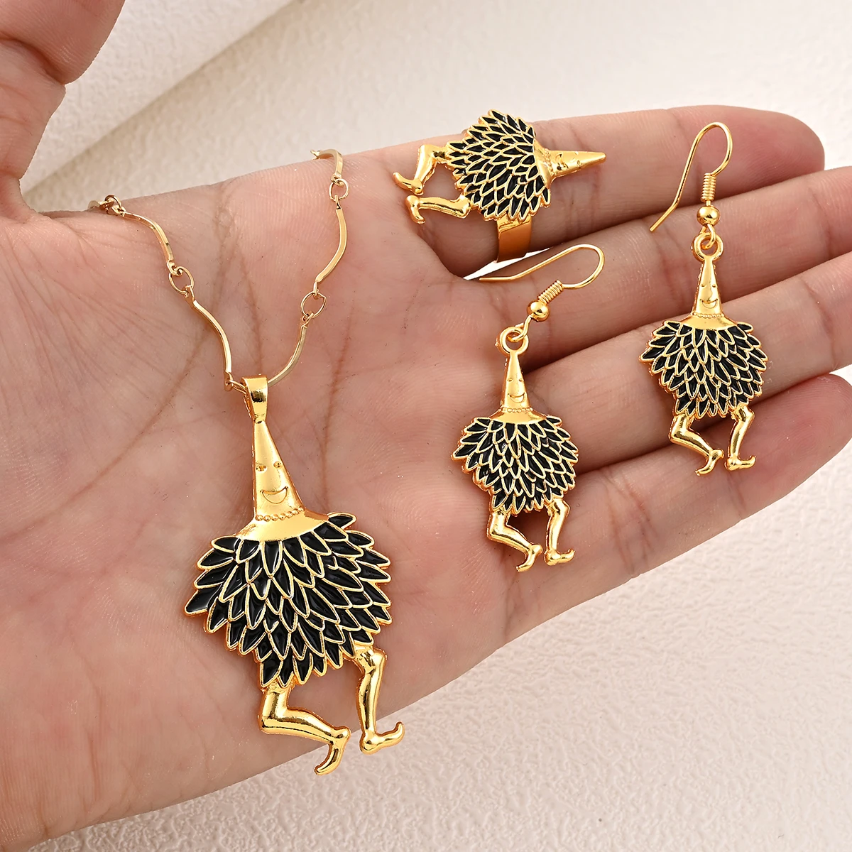 Gold Color Bird Pendant Necklaces Earrings Resizable Ring,Papua New Guinea Jewellery PNG