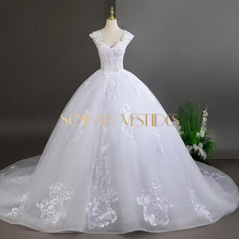

Cheap Wedding Dresses Luxury Lace Wedding Party Dress With Train Sweet Bridal Gown Customized 2025 New Plus Size For Girls