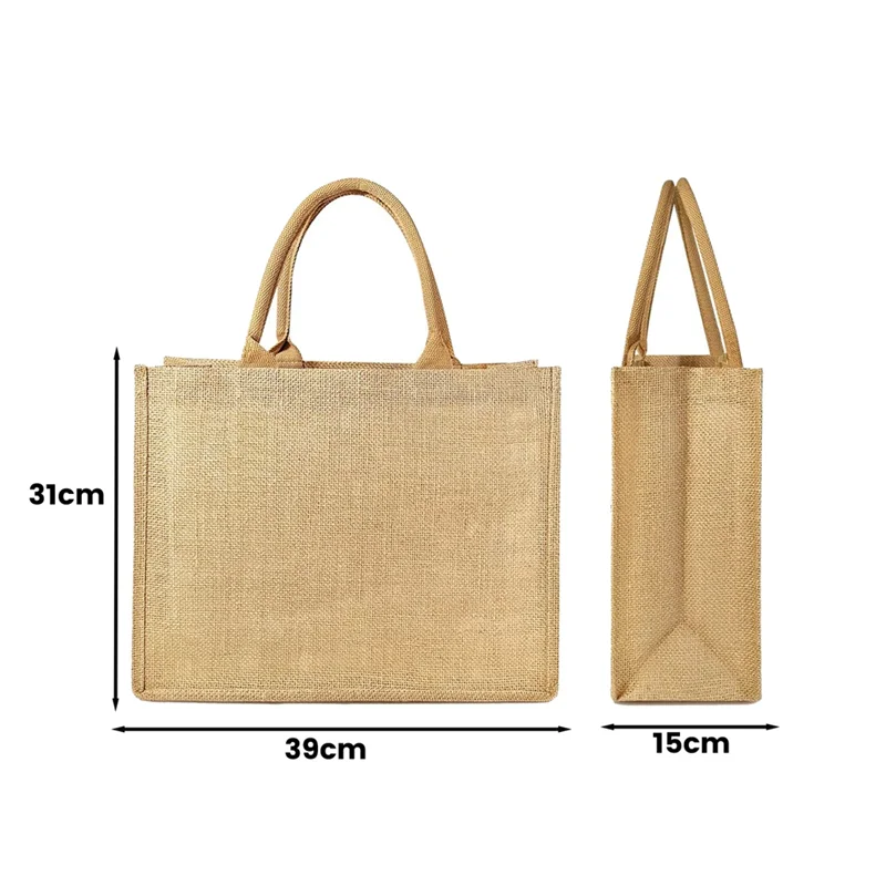 ABQR Burlap Tote Bags Reusable Cotton Shopping Grocery Bag with Handles, Laminated Interior, Bridesmaid Tote Bags
