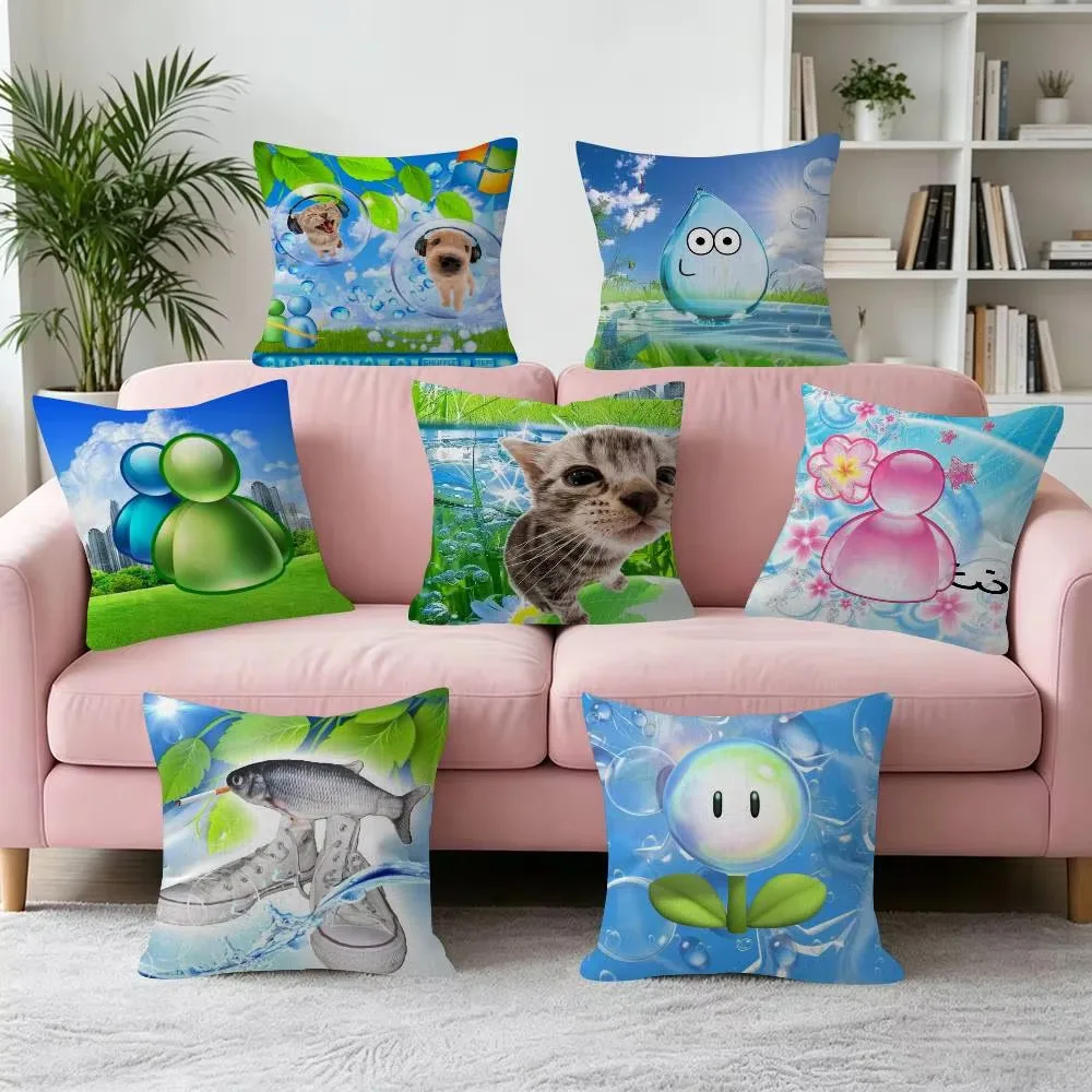 Double Sided Frutiger Aero Art Decorative Pillow Cover, Soft Polyester Print Cushion for Sofa Bedroom Living Room Decor Gift