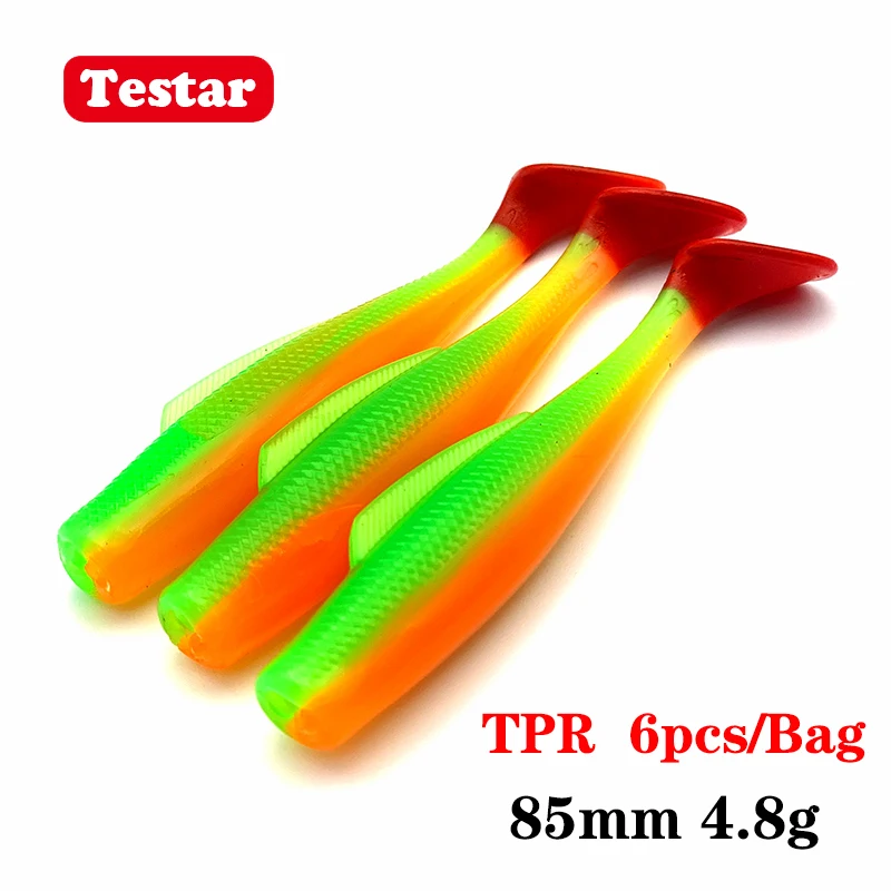 6PCS/Bag Testar Fishing Lures Soft Bait 85mm 4.8g Silicone B