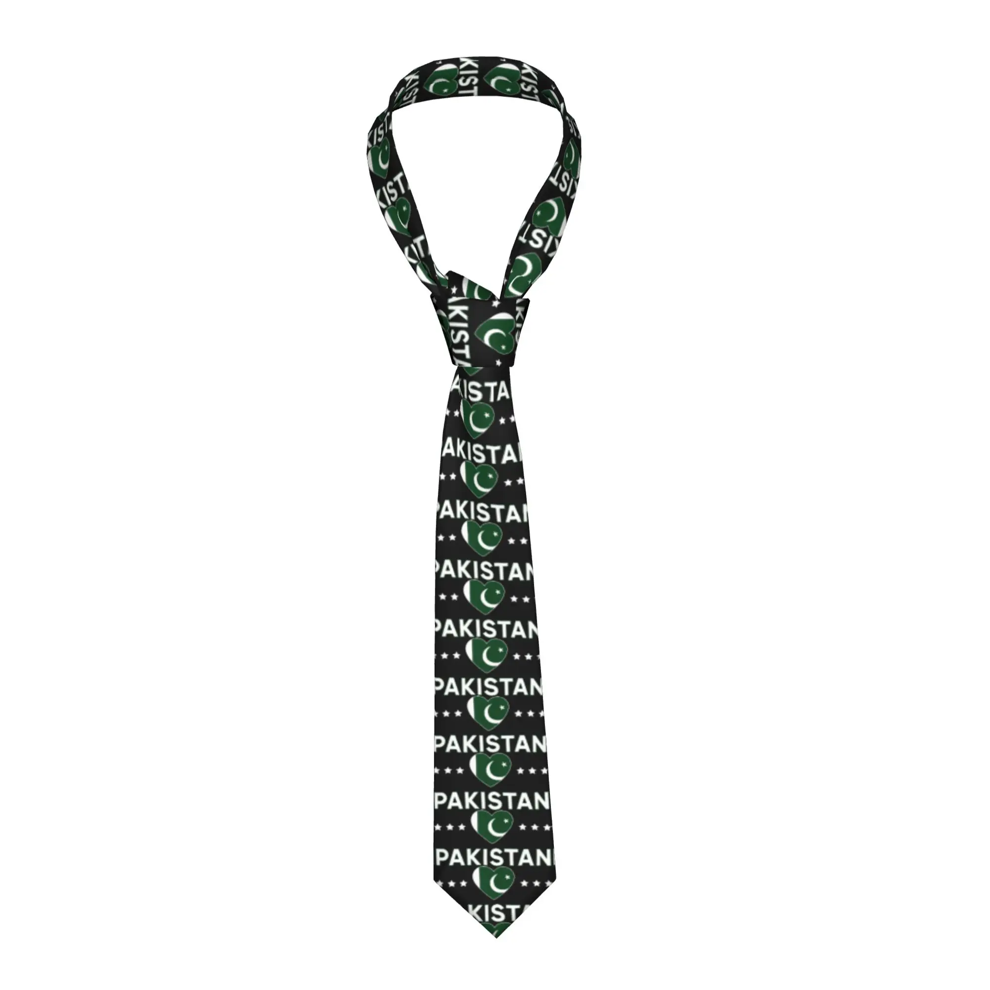 Pakistan Flag Heart Vintage Pakistan Country Tie Daily Wear Party Neck Ties Unisex Adult Casual Necktie Accessories Collar Tie
