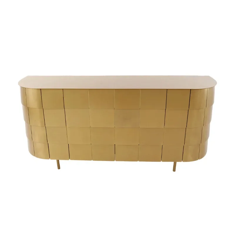 LH multi-layer solid wood board side cabinet medieval stainless steel storage cabinet simple storage side cabinet