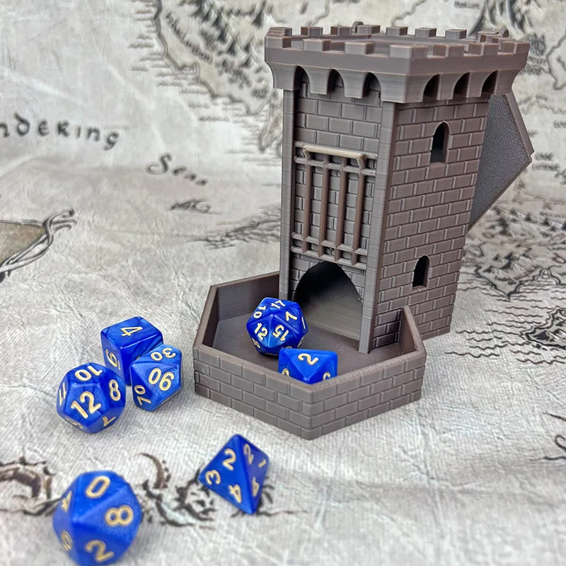 

Portable Mechanical Dice Tower, 3D Printed Castle for DND RPG, Folding Small Tower for Board Games & Dungeons and Dragons