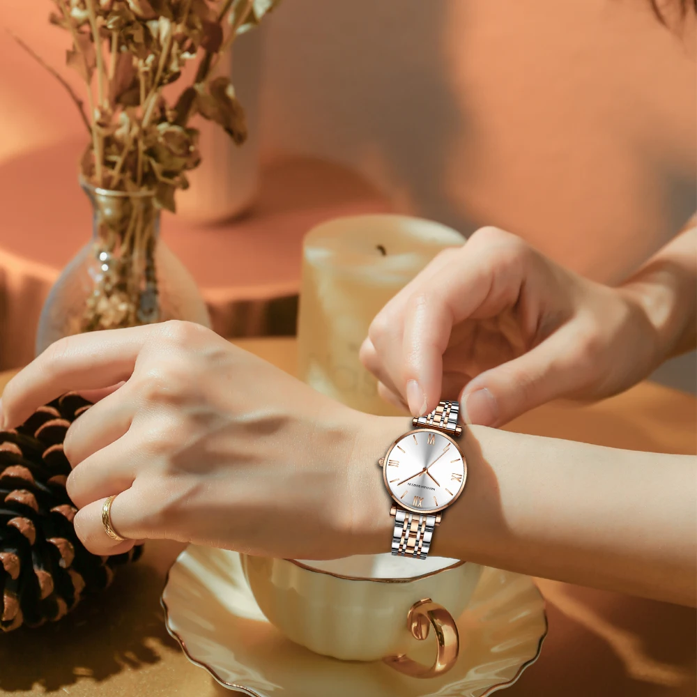 Women Fashion Casual Watches Green Malachite Dial Ladies Japanese Quartz Wristwatch Stainless Steel Strap Waterproof Watches
