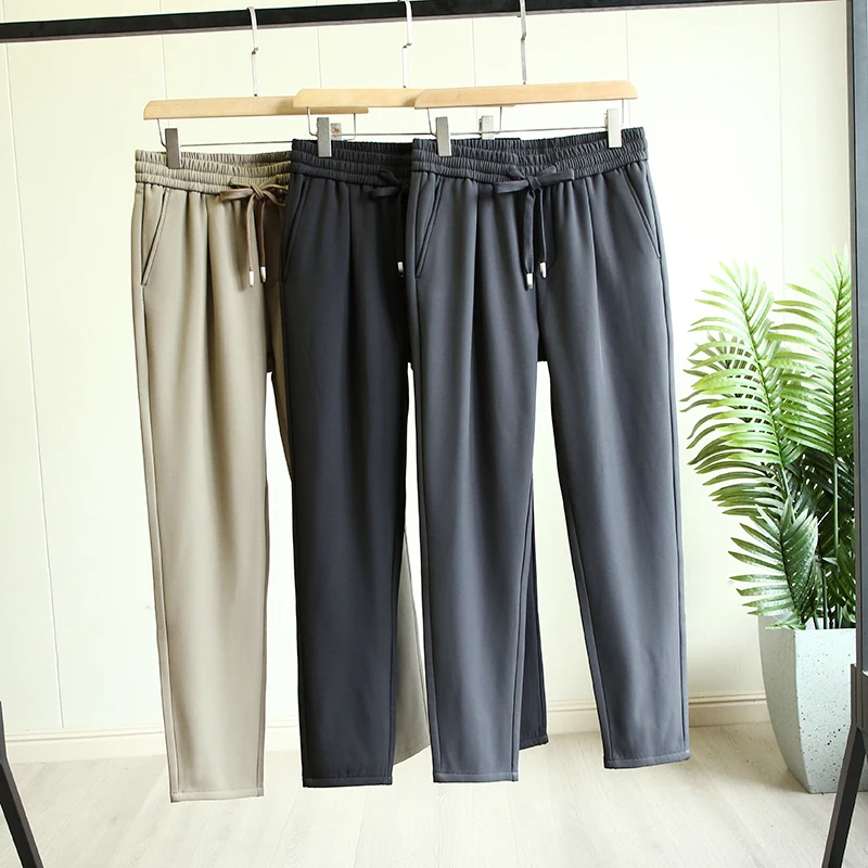 

Thiened Fce Lined Casual Pants for Men Straight Leg Drapey Sle Faionable Urban Look Suitable for All Seasons
