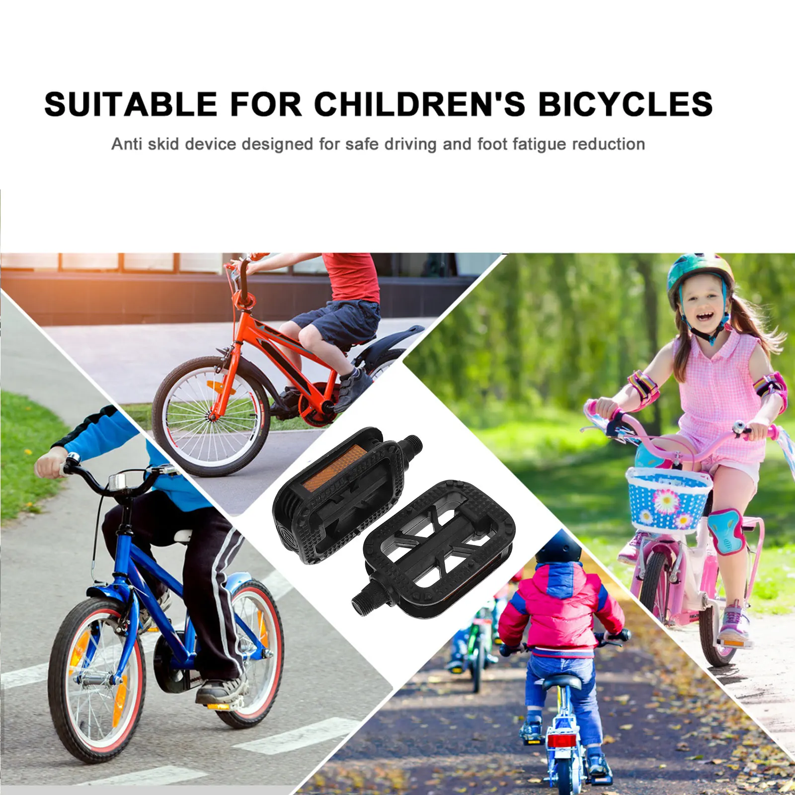 

Bike Pedals For Kids Anti-Slip Wide Comfortable Replacement Pedal Durable Plastic Cycling Accessories Kid Bike Foot Pedals