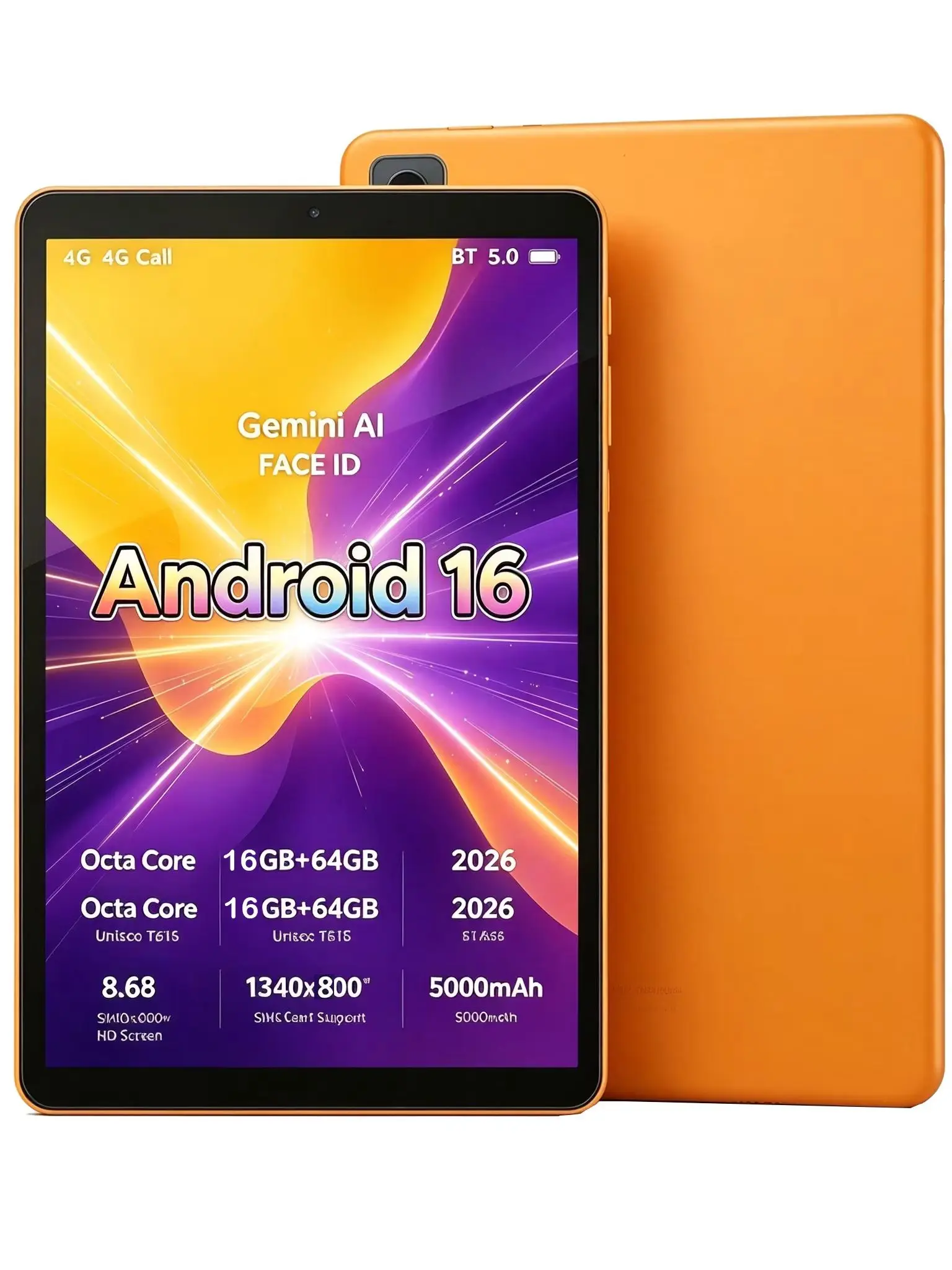 2026 Neues Android 16 4G LTE Tablet-PC 8,68 Zoll T616 Octa-Core 16GB RAM 64GB ROM 2TB Erweiterbar 5000mAh 5G WiFi 90HZ GPS TF SIM Tablet