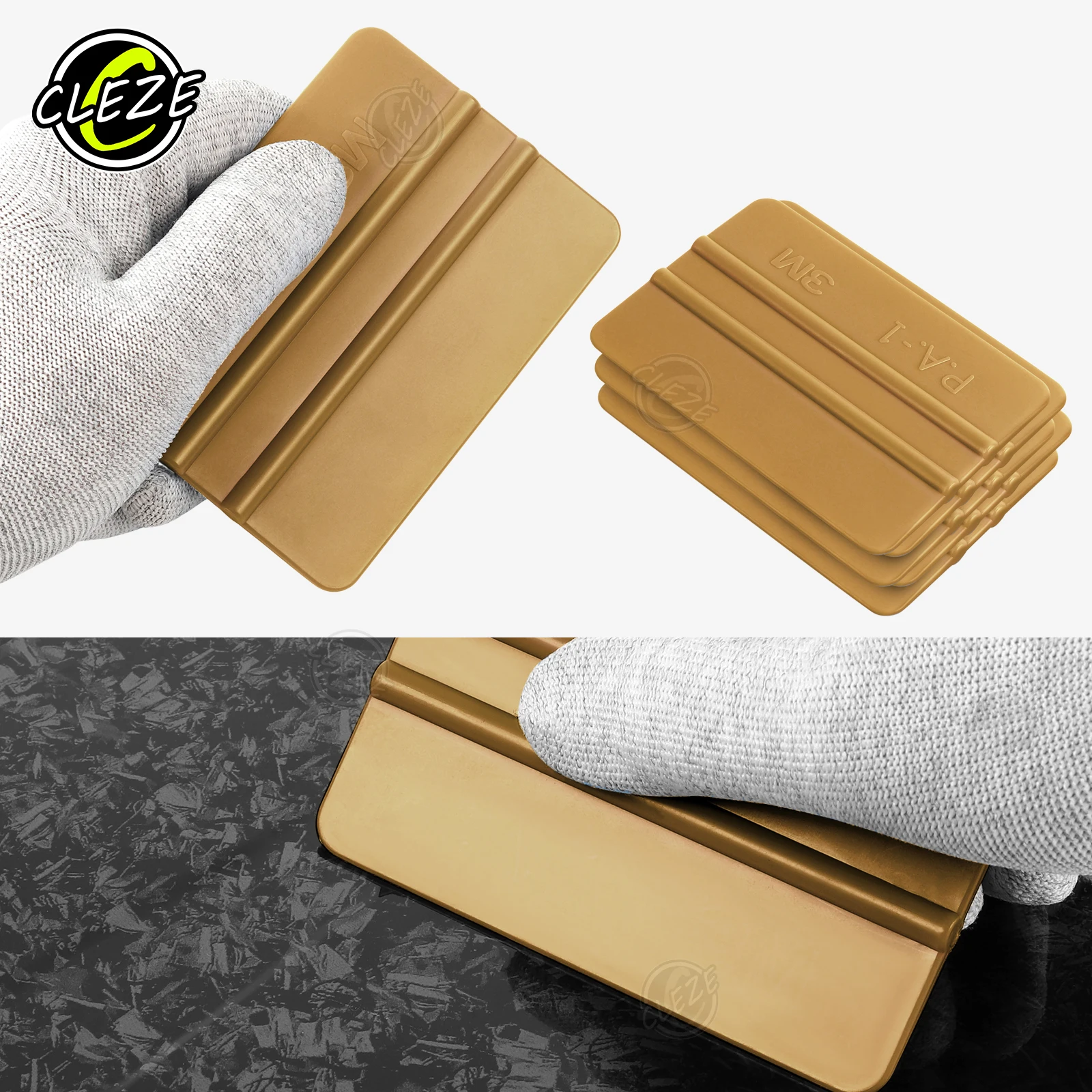 CLEZE 10PCS Plastic Gold Squeegee Vinyl Wrap in 4 Inch for Car Wrapping Car Care Equipment