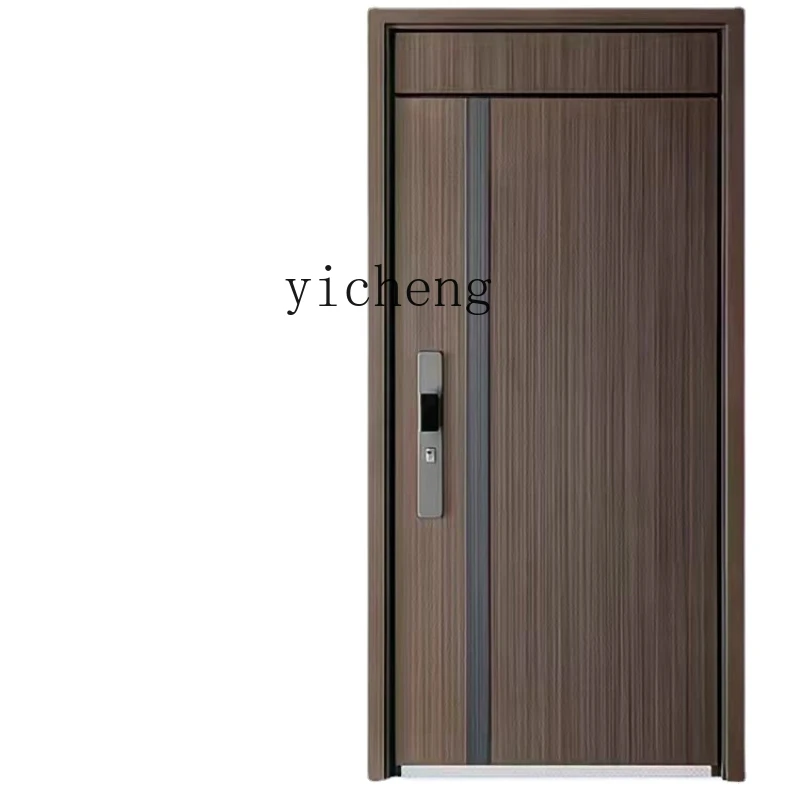 

Zc Anti-Theft Door Household Entrance Door Fingerprint Lock Minimalist Wood Grain Door