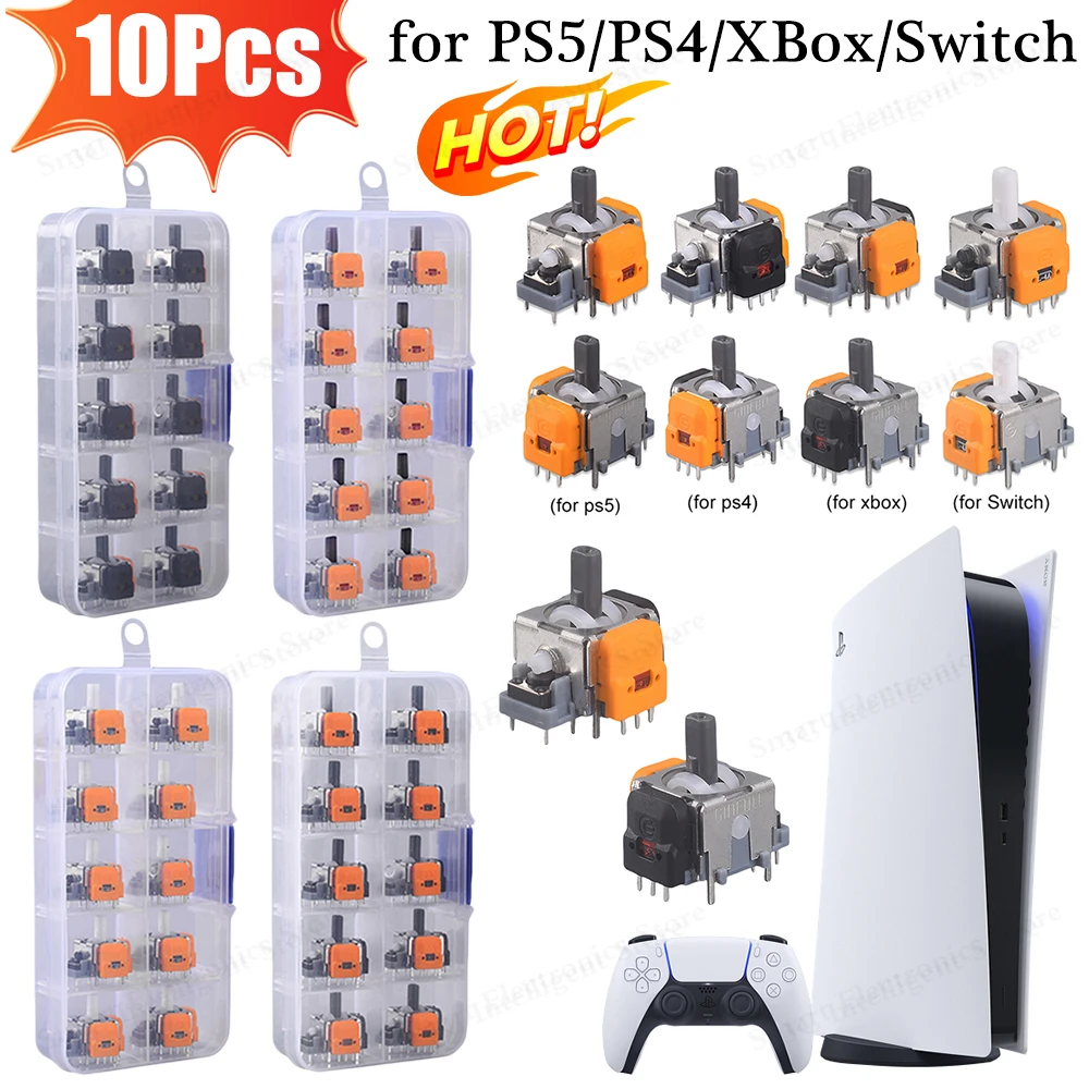 استبدال قاعة تأثير عصا التحكم ثلاثية الأبعاد التناظرية الاستشعار ThumbStick ل PS5/PS4/Xbox One/Switch Pro تحكم إصلاح أجزاء الملحقات